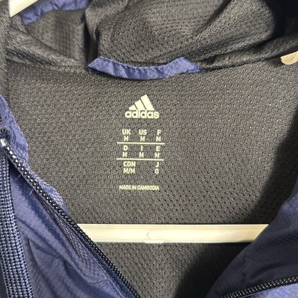 Adidas Men's Blue and Black Jacket medium windbreaker coat with hood two tone - Picture 2 of 9